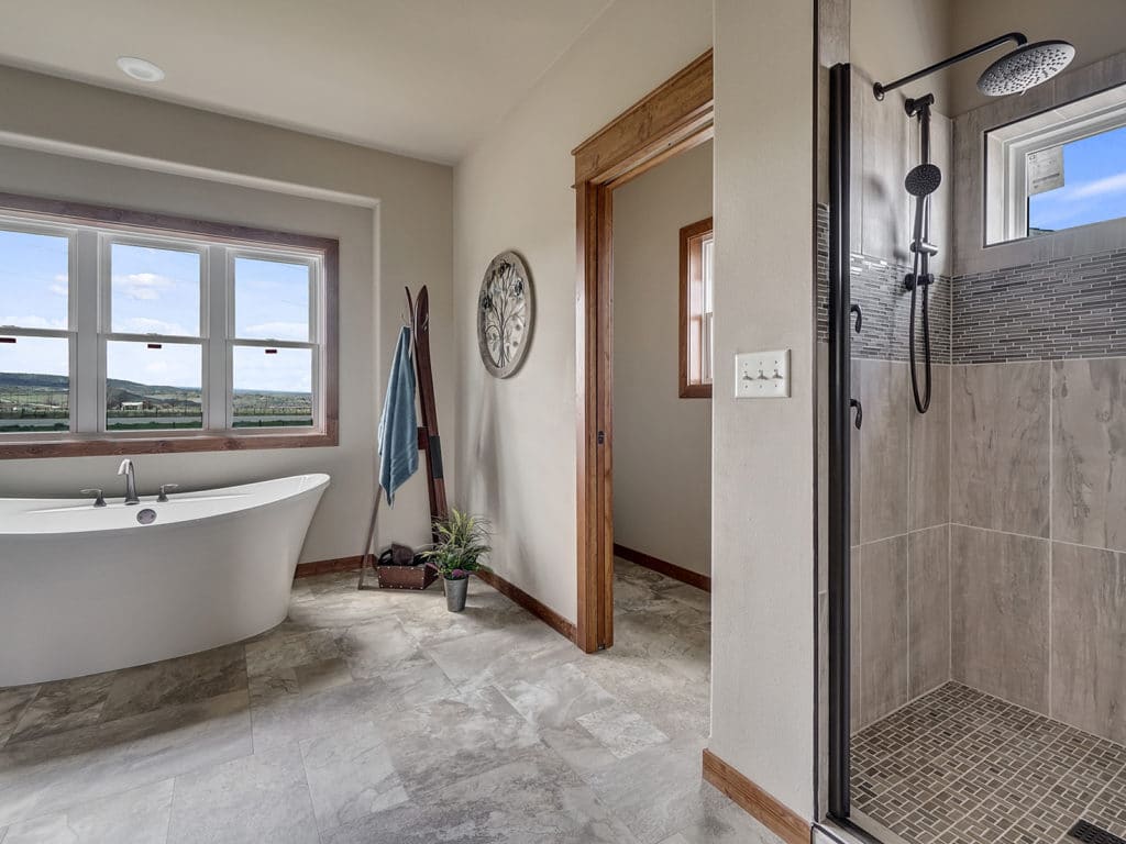 Bathroom With Walk-in Shower and Soaker Tub